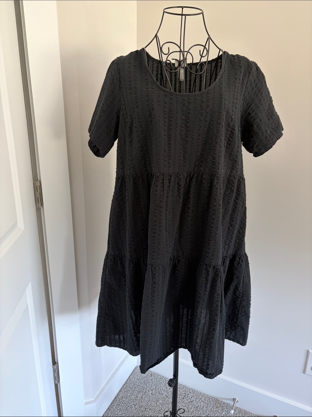 a new day Black Textured Tiered Mini Dress